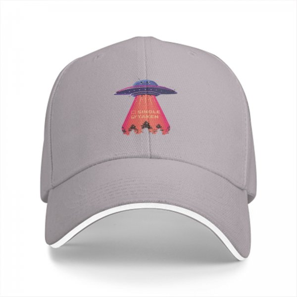 Black baseball cap with UFO abduction 'Single Taken' graphic