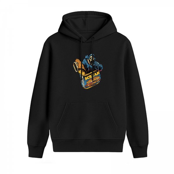 Black Hoodie with Ghostface Scream Fast Food Bucket Graphic