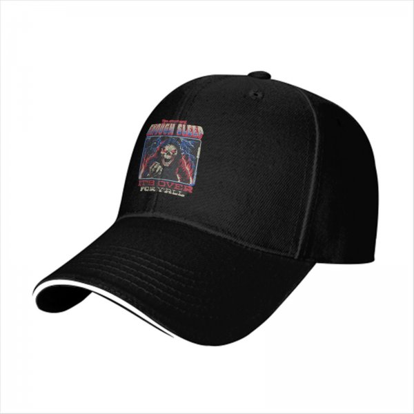 Black baseball cap with grim reaper graphic and enough sleep text