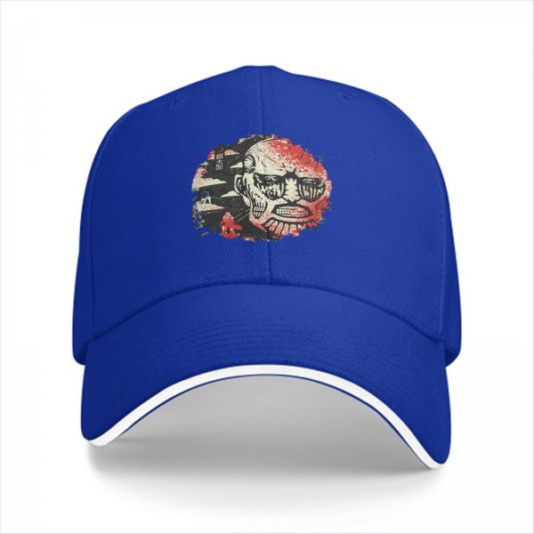 Black Baseball Cap With Distressed Horror Monster Face Graphic