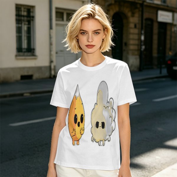 Olive T-Shirt With Surprised Flame and Burnt Ghost Character Art