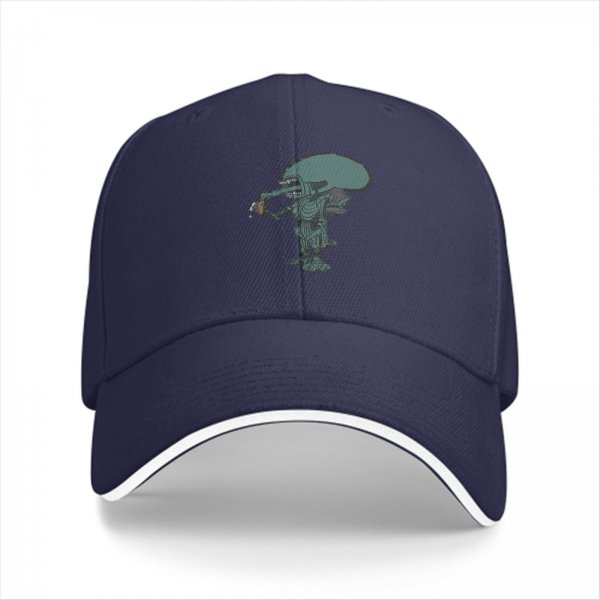 Black Baseball Cap With Alien Holding Drink Graphic