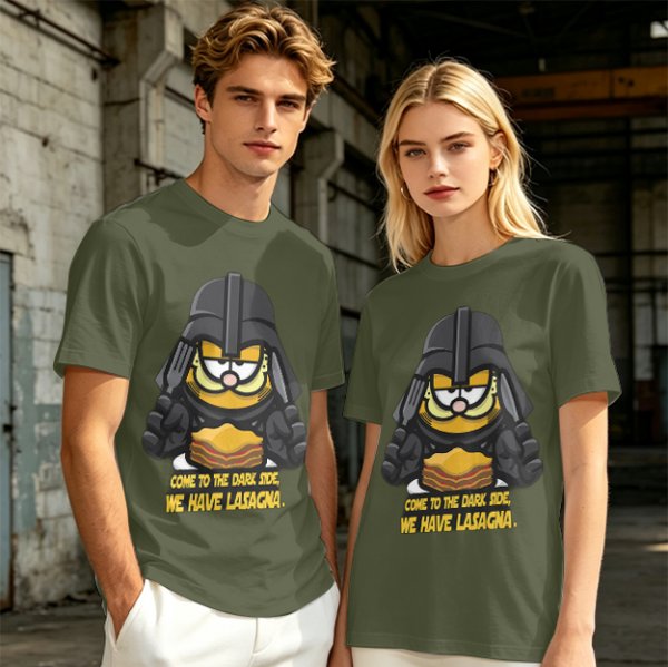 Garfield Darth Vader T-Shirt Come To The Dark Side We Have Lasagna