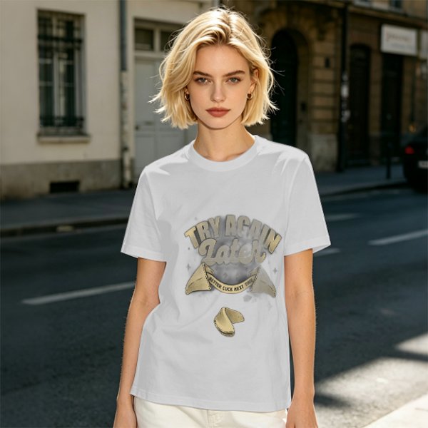 Olive T-Shirt With Try Again Later Fortune Cookie Print