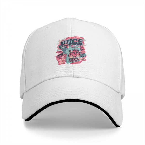 Black Baseball Cap With Retro Juice Box Graphic Print