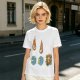 Olive Graphic Tee With Falling Cat Comets And Earth Artwork
