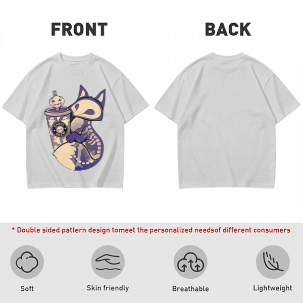 Halloween Skeleton Fox Holding Ghoul Brew Cup T-Shirt