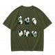 Olive T-Shirt With Cute Rolling Panda Graphic Prints