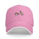 Black baseball cap with cartoon coffee cup and wine bottle graphic