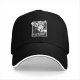 Black baseball cap with 'Coffee! Because murder is wrong' retro print