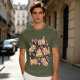 Olive Green Christmas Cat Gingerbread Graphic T-Shirt
