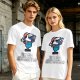 Olive T-shirt with Cartoon Character Holding Mushrooms Print