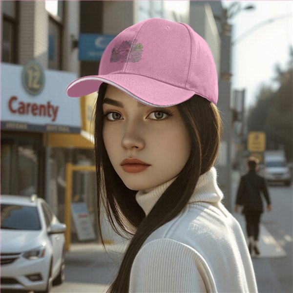Black Baseball Cap With Subtle Nature Inspired Graphic Print