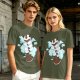 Olive Green T-Shirt With Sleeping Sky Bison On Clouds Print