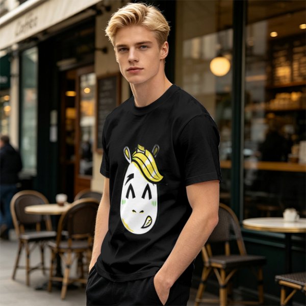 Olive T-Shirt With Cute Cartoon Horse Graphic Print