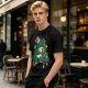 Olive Green T-Shirt With Christmas Totoro Decorating Tree Print