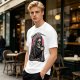 Olive T-Shirt Featuring Grim Reaper Holding Coffee and Scythe