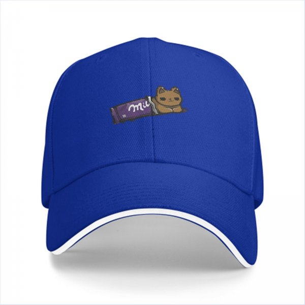 Black baseball cap with chocolate cat graphic design