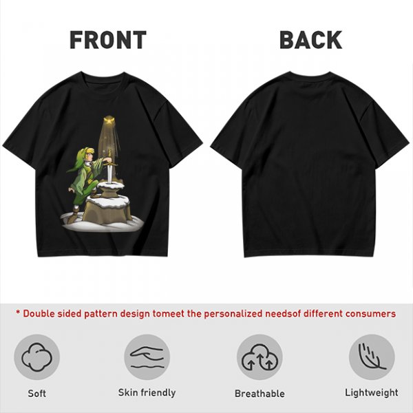 Olive Green T-Shirt With Link Reaching For The Master Sword