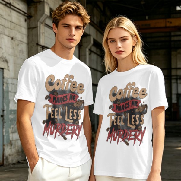 Coffee Makes Me Feel Less Murdery Graphic Olive T-Shirt