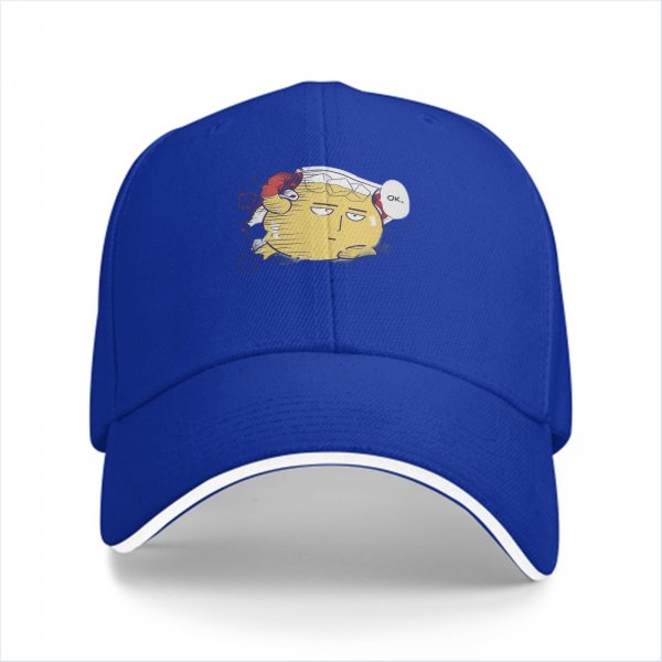 Black Baseball Cap With Saitama 'Ok' Meme Graphic Print