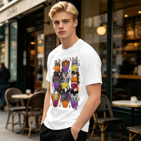 Halloween Animal Cupcake Graphic T-Shirt For Spooky Season