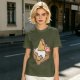 Olive T-Shirt With Cute Lazy Egg On Toast And Bacon Print