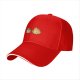 Black baseball cap with cute roasted marshmallow and fire graphic