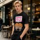 Olive t-shirt with cute muffin graphic and playful text design