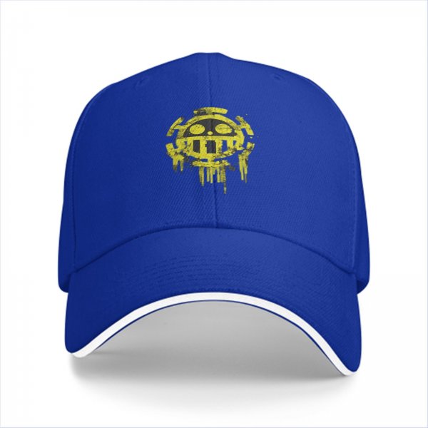 Black Baseball Cap With Distressed Yellow Skull Pirate Emblem