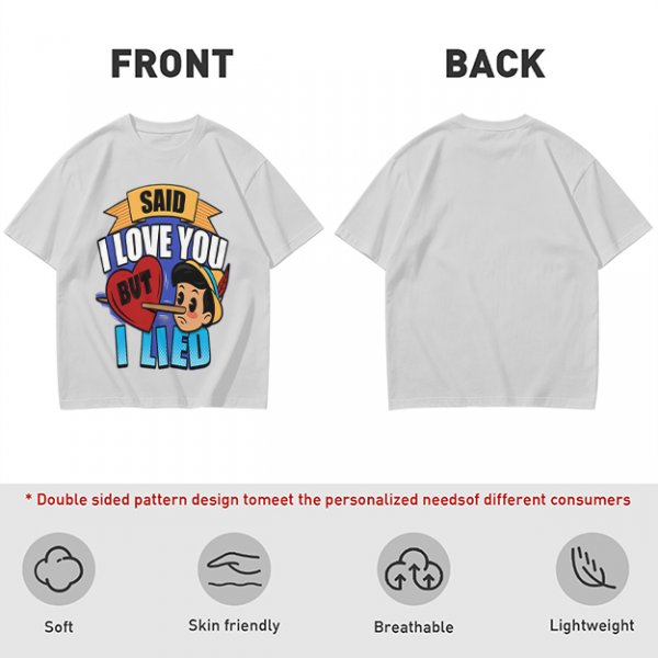 Olive t-shirt with Pinocchio 'Said I Love You But I Lied' print