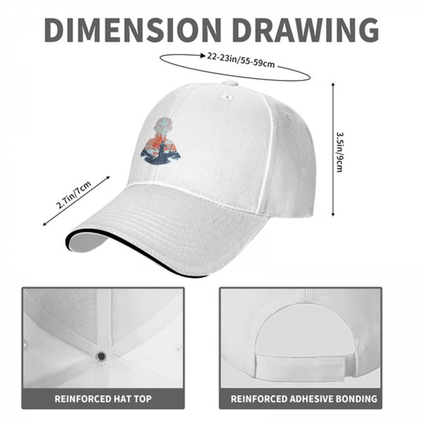 Black Baseball Cap With Mountain Hiker Silhouette Landscape Art