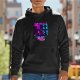 Black hoodie with neon cyberpunk girl squad graphic print