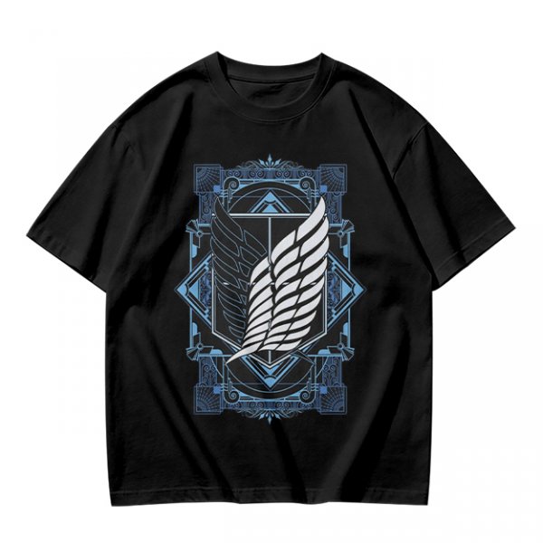 Olive T-Shirt With Attack on Titan Survey Corps Wings Print