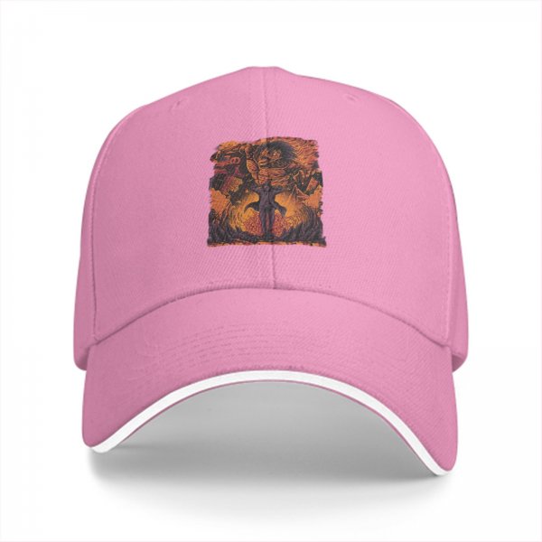 Black Baseball Cap with Fiery Warrior Graphic Print