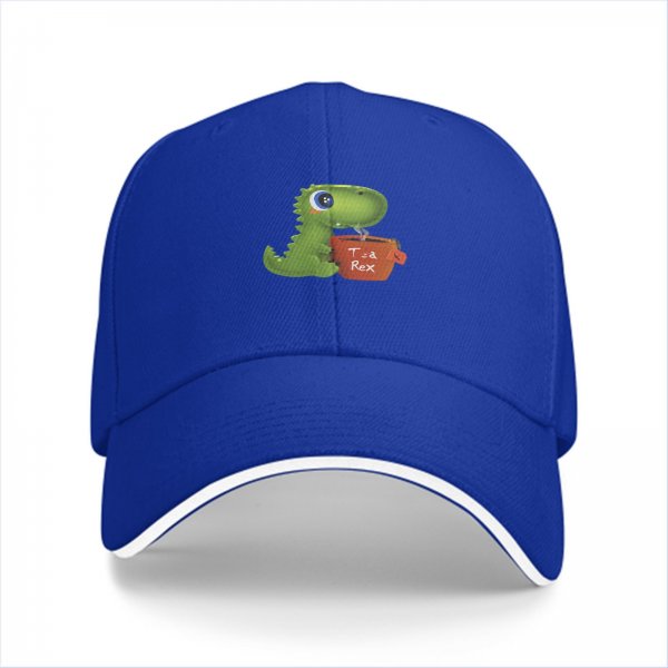 Black baseball cap with cute Tea Rex dinosaur graphic