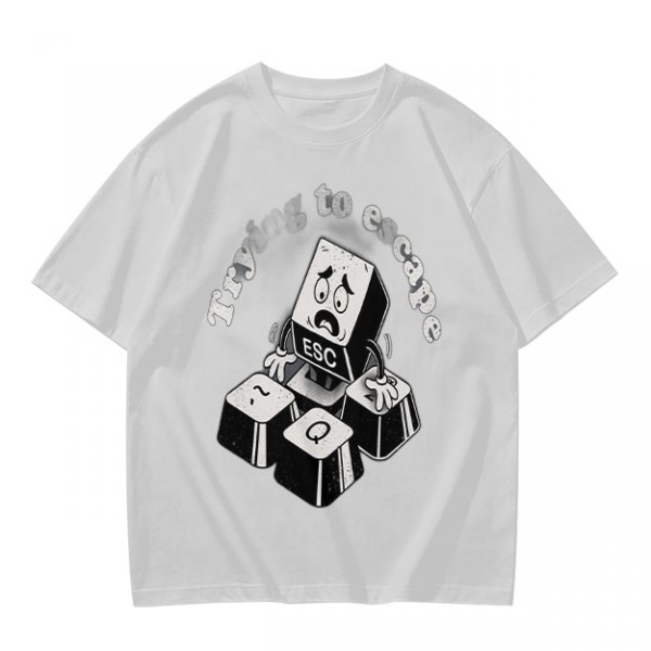 Olive T-Shirt With Esc Key Trying To Escape Graphic Print