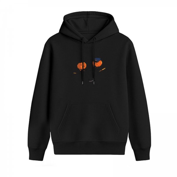 Black hoodie with playful Halloween pumpkin graphic design