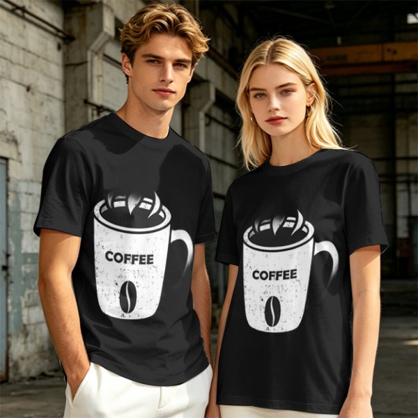 Olive Green T-Shirt With Coffee Mug Graphic Print