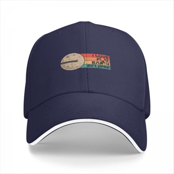 I Love Flat Earth Eclipse Graphic Black Baseball Cap