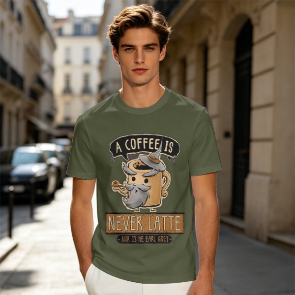 A Coffee Is Never Latte Wizard Mug T-Shirt Print