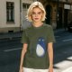 Olive T-Shirt With Blue Whimsical Creature Graphic Print