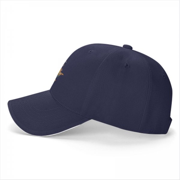 Black baseball cap with anime fire demon ramen bowl graphic
