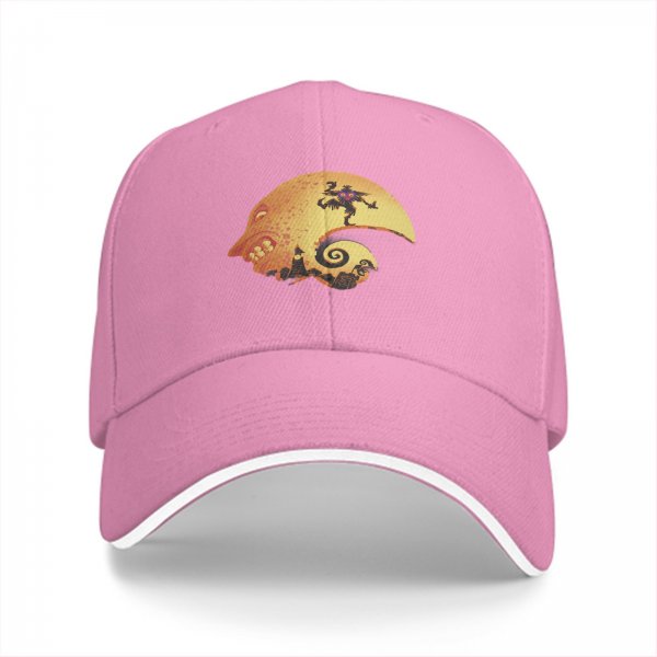 Black baseball cap with Halloween skull moon graphic design