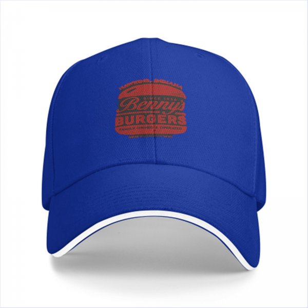 Black baseball cap with Benny's Burgers graphic print