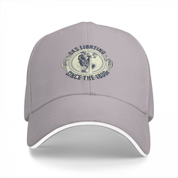Black baseball cap with vintage Gas Lighting since 1800s graphic