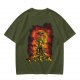 Olive T-Shirt With Fiery Skull Warrior Graphic Print
