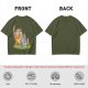 Olive T-Shirt With Whimsical Forest Creature Artwork Print