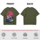 Olive T-Shirt With Anxious Sushi Characters In Soy Sauce Bowl Print