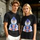 Olive T-shirt with Cute Penguin Drinking Boba Tea Print
